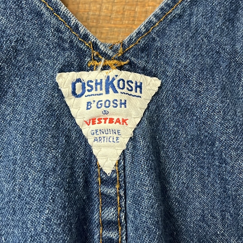 Vintage OshKosh B'gosh Blue Jean Cowboy Fringe Denim Overalls 24 Months USA - Picture 6 of 8